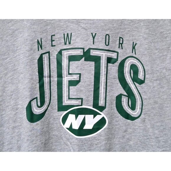 New York Jets NFL Team Apparel Women's XL Heather Gray & Green SS Varsity Tee - Picture 2 of 5